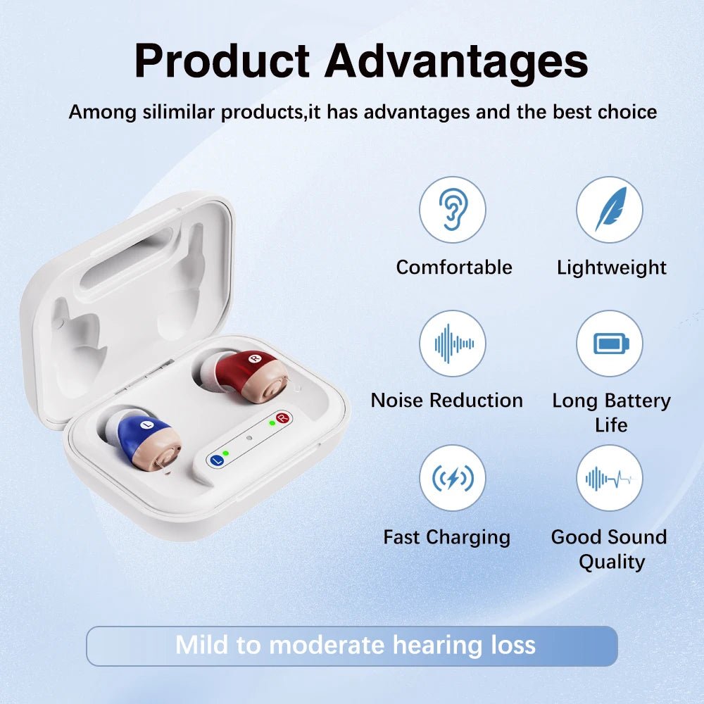ClearHear Mini – Rechargeable Hearing Aids | 16 - Channel Noise Reduction, Charging Case - Pure Sound
