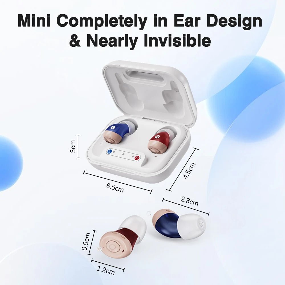 ClearHear Mini – Rechargeable Hearing Aids | 16 - Channel Noise Reduction, Charging Case - Pure Sound